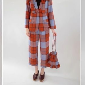 Beklina Plaid Trousers Pants in Neela Santara Small NWOT